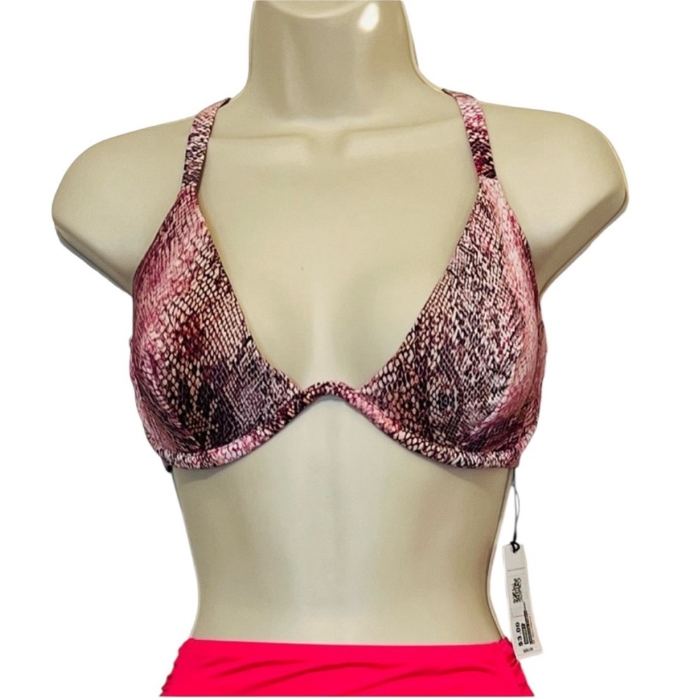 Shade & Shore Bikini Top, Pink‎ Snake Print, Underwire, 36DD, NWT